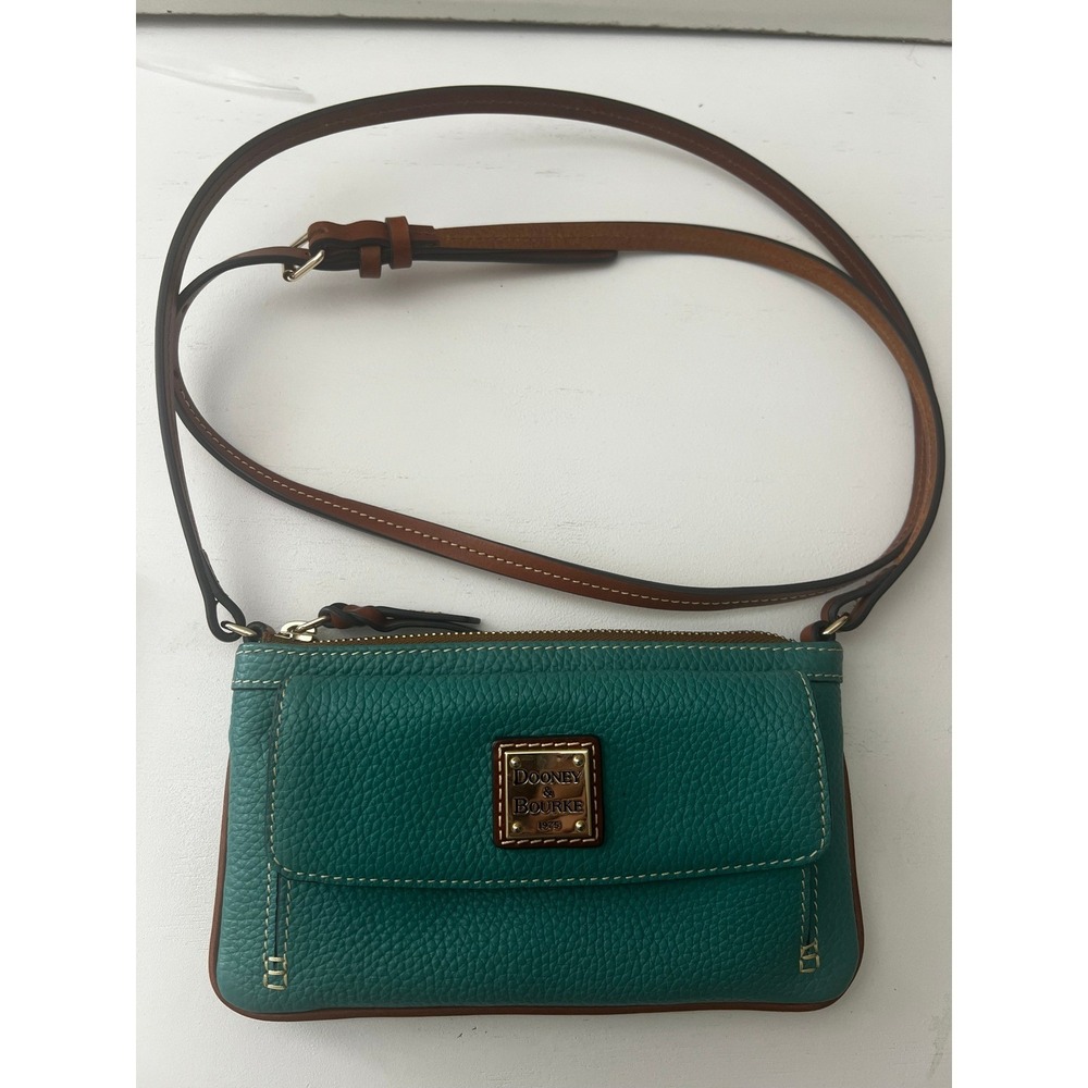 Dooney Bourke Pebble Grain Leather Teal Crossbody Bag Small Purse 1975